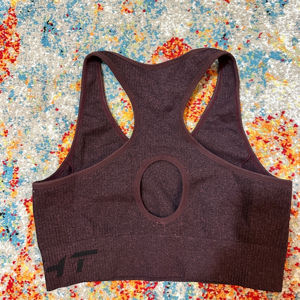 Maroon Thick Ribbed Sports Bra - Picture 3 of 3